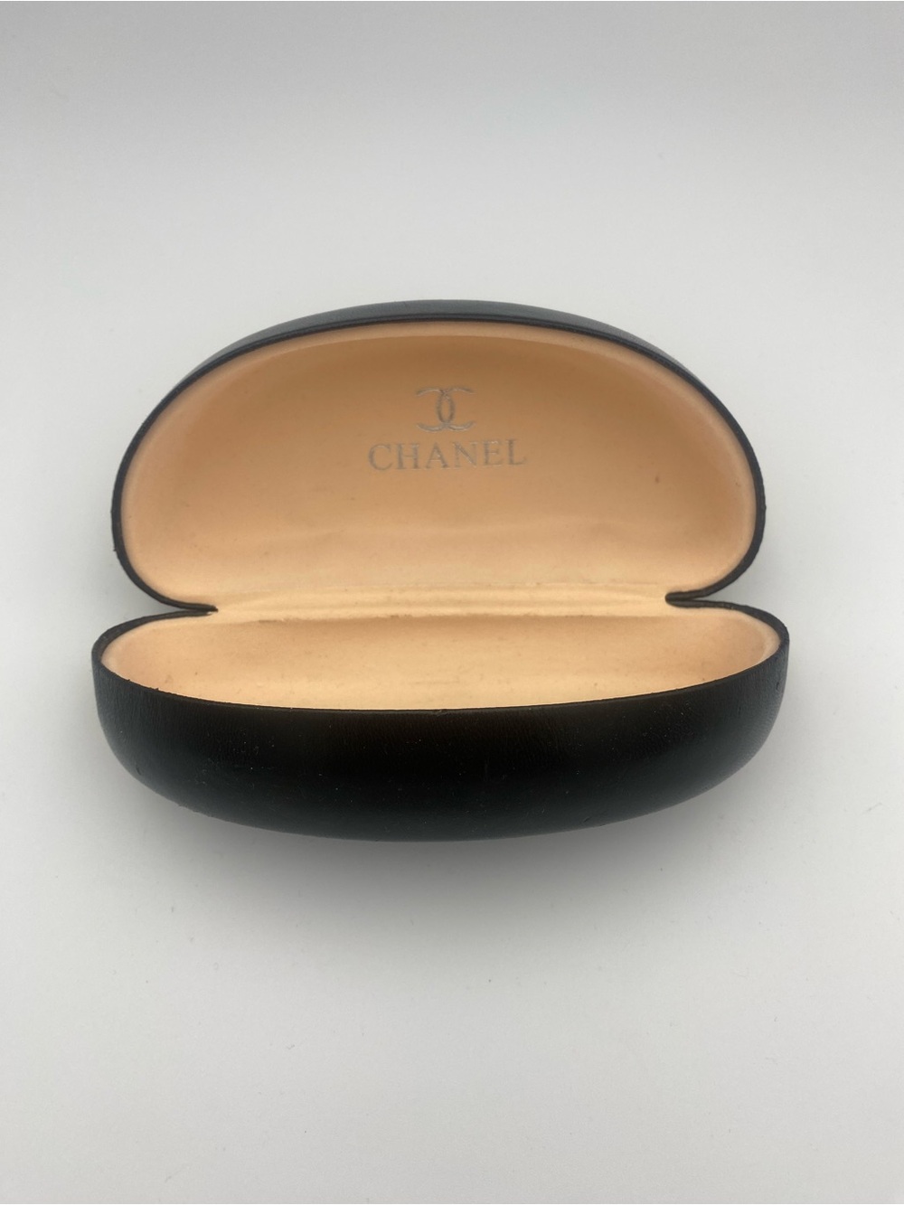 CHANEL Black Exterior Sunglasses Case with Beige Interior